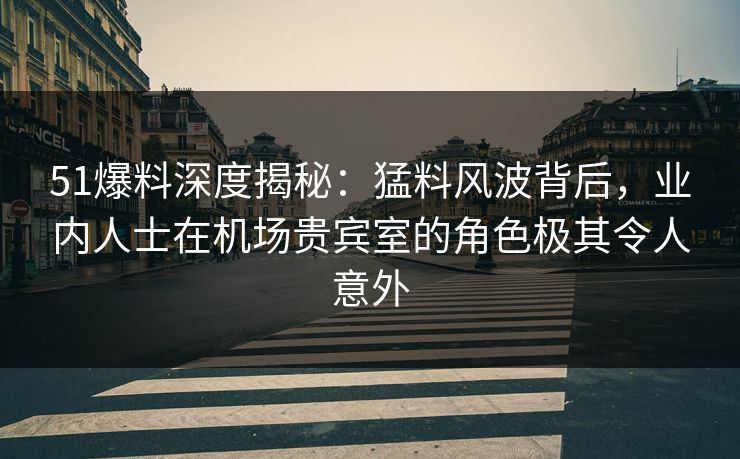 51爆料深度揭秘：猛料风波背后，业内人士在机场贵宾室的角色极其令人意外