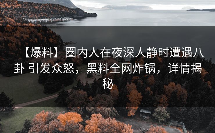 【爆料】圈内人在夜深人静时遭遇八卦 引发众怒，黑料全网炸锅，详情揭秘