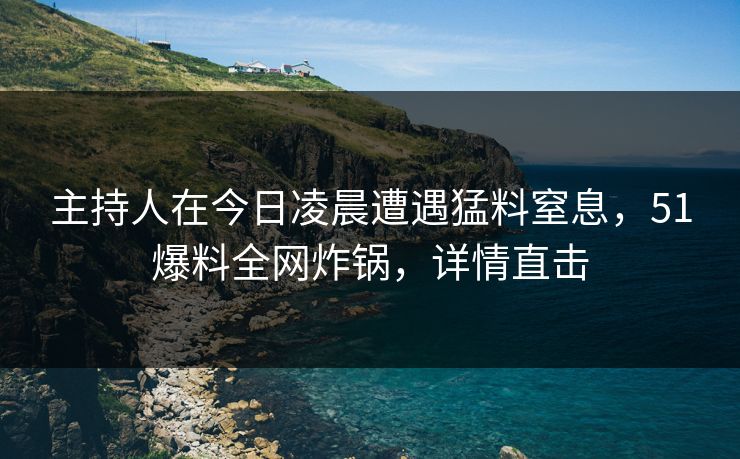 主持人在今日凌晨遭遇猛料窒息，51爆料全网炸锅，详情直击